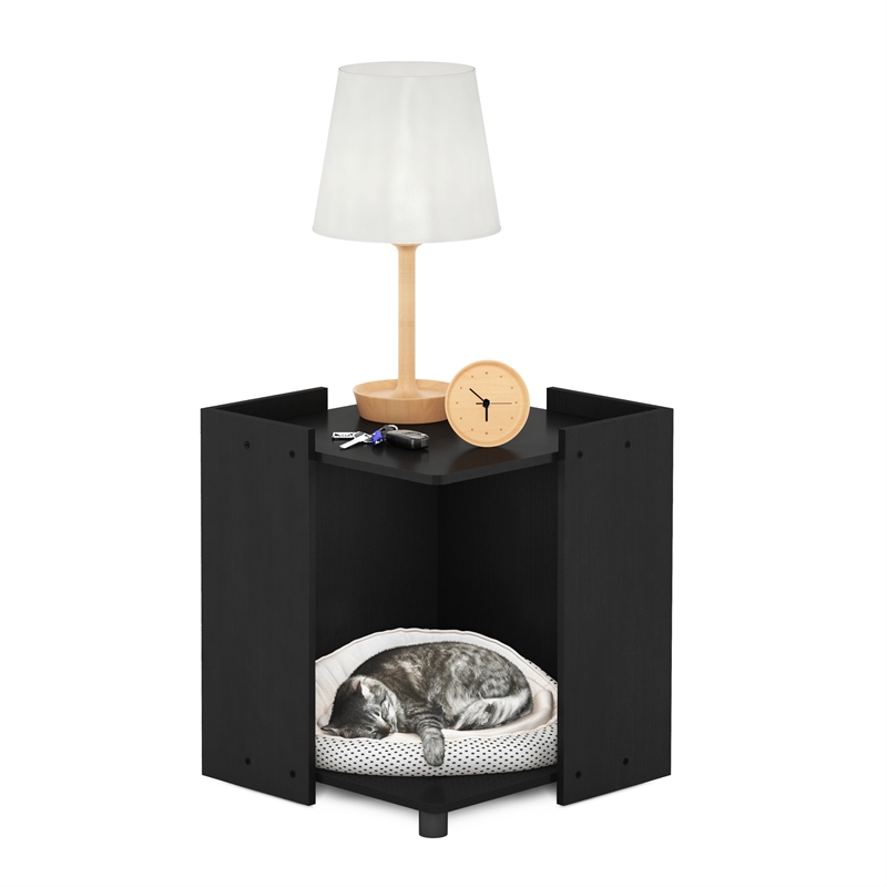 Maklaine Contemporary Litter Box Enclosure with Casters in Americano