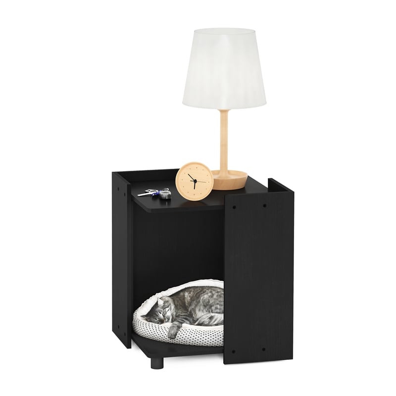 Maklaine Contemporary Litter Box Enclosure with Casters in Americano