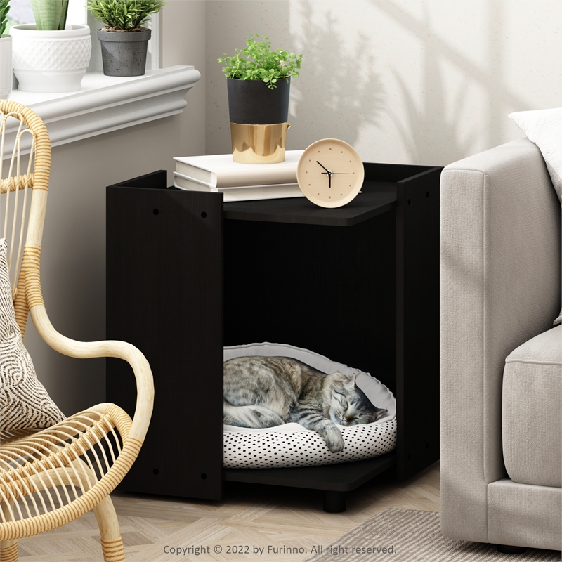 Maklaine Contemporary Litter Box Enclosure with Casters in Americano
