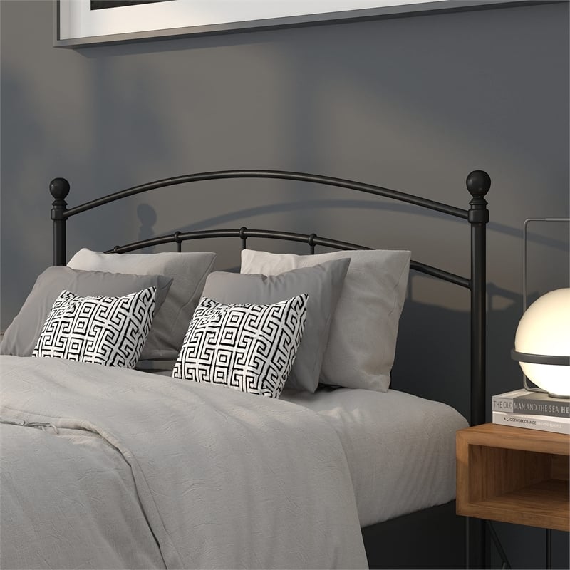 Maklaine Modern / Contemporary Full Metal Spindle Headboard in Black
