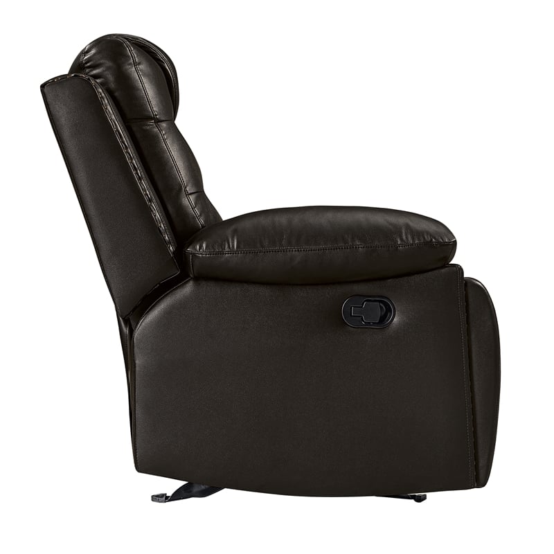 Maklaine Modern / Contemporary Leather Glider Recliner in Brown