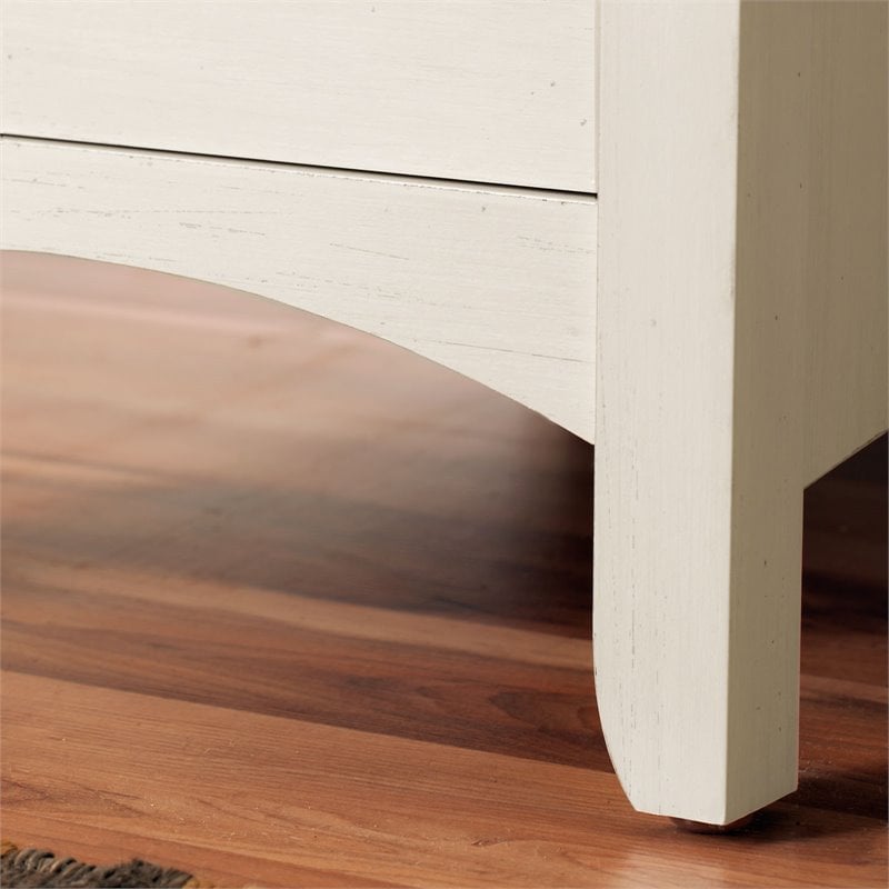 Maklaine Engineered Wood 2 Drawer Lateral File Cabinet in Antique White