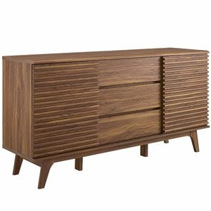 Maklaine Contemporary 63&quotWood Sideboard Buffet Table in Walnut
