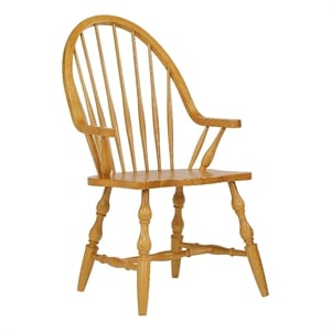 Maklaine 18&quot Wood Windsor Dining Chair with Arms in Oak Finish