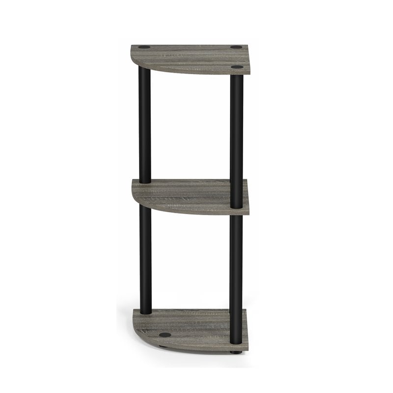 Maklaine Turn-N-Tube Wood 3-Tier Corner Display Rack in French Oak Gray/Black