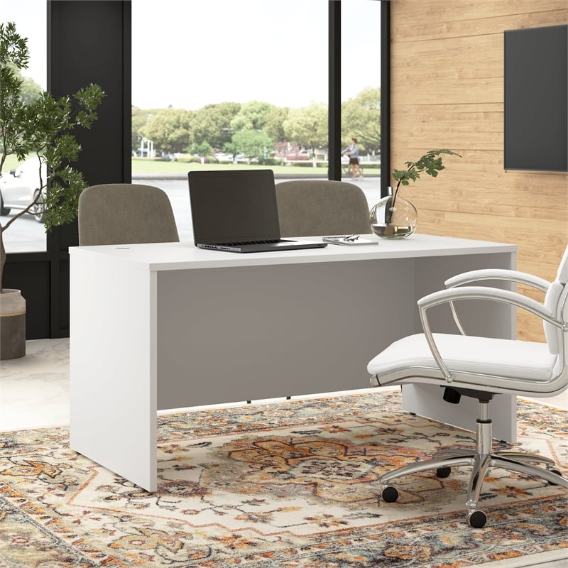 Maklaine Transitional Engineered Wood 60W x 30D Office Desk in White