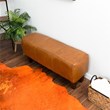 Maklaine Mid-Century Modern Genuine Leather Upholstered Bench in Tan
