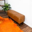 Maklaine Mid-Century Modern Genuine Leather Upholstered Bench in Tan