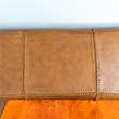 Maklaine Mid-Century Modern Genuine Leather Upholstered Bench in Tan