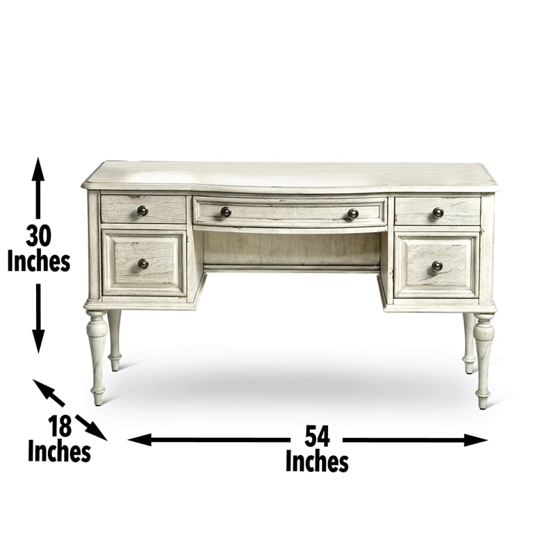 Maklaine Engineered Wood Traditional Vanity Desk in White Finish