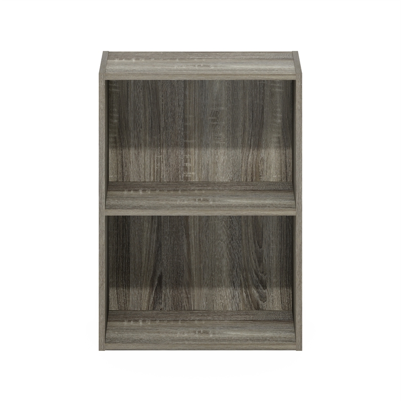 Maklaine Contemporary 2-Tier Open Shelf Bookcase in French Oak
