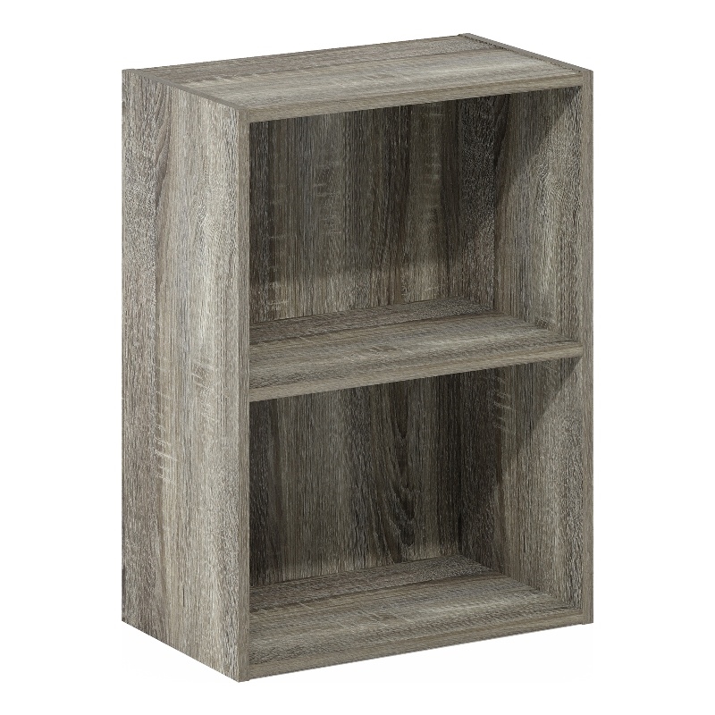 Maklaine Contemporary 2-Tier Open Shelf Bookcase in French Oak