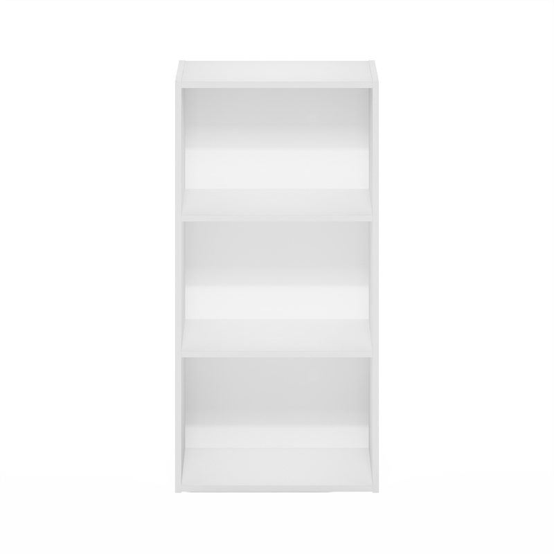 Maklaine Engineered Wood Contemporary 3-Tier Open Shelf Bookcase in White