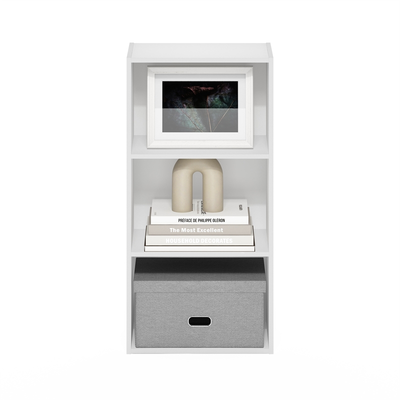 Maklaine Engineered Wood Contemporary 3-Tier Open Shelf Bookcase in White