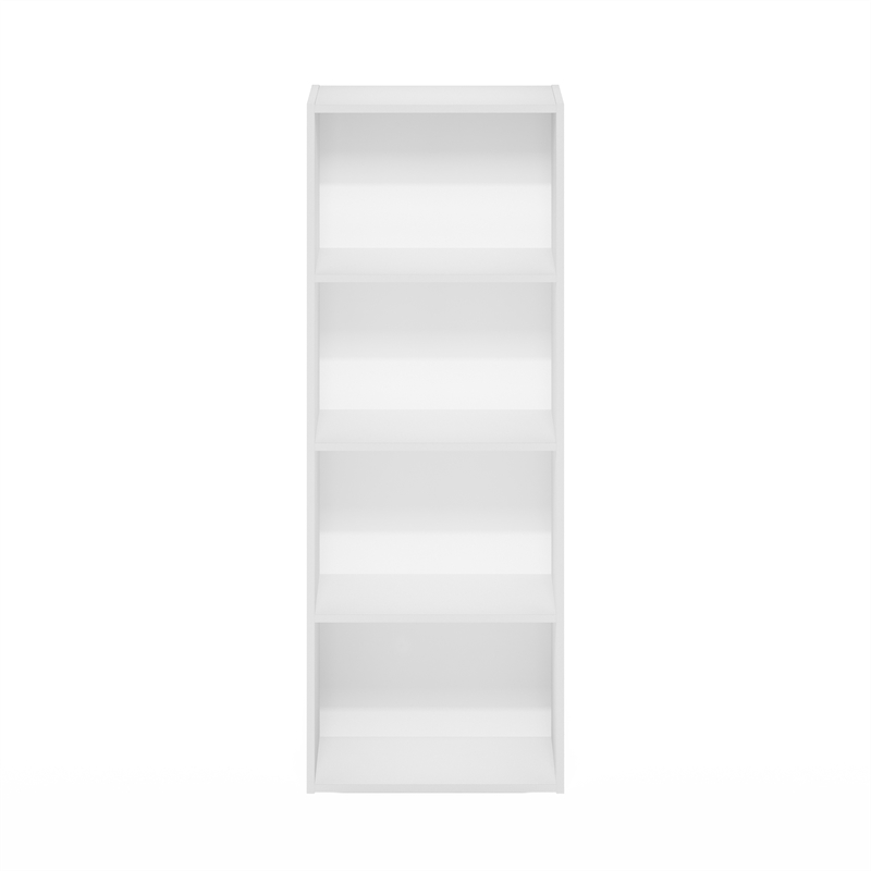 Maklaine Engineered Wood Contemporary 4-Tier Open Shelf Bookcase in White