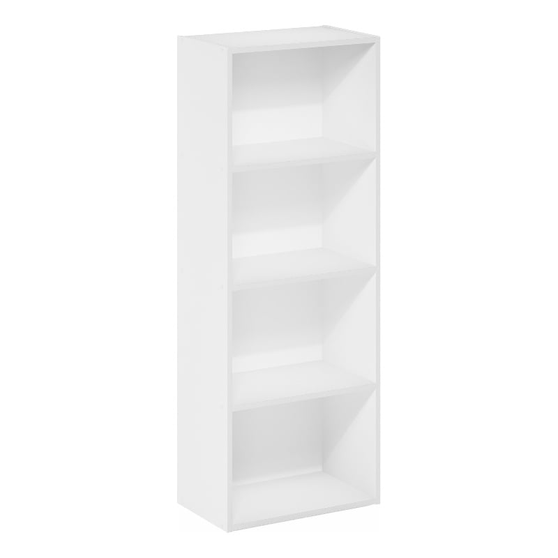 Maklaine Engineered Wood Contemporary 4-Tier Open Shelf Bookcase in White
