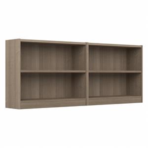 Maklaine Engineered Wood Small 2 Shelf Bookcase in Ash Gray (Set of 2)