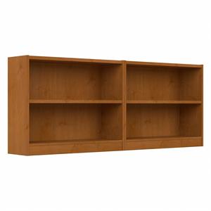 Maklaine Engineered Wood Small 2 Shelf Bookcase in Natural Cherry (Set of 2)