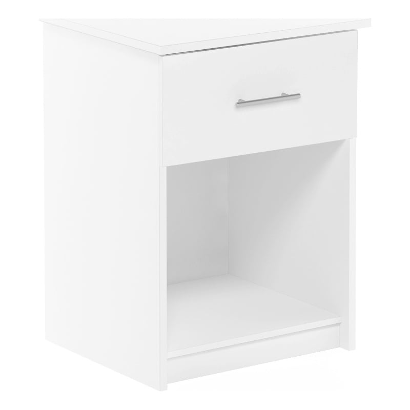 Maklaine Nightstand with Handle with One Drawer in Solid White