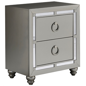 Maklaine Elegant Wood Modern Transitional Nightstand in Silver