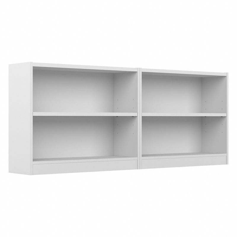 Maklaine Universal 2 Shelf Bookcase in Pure White (Set of 2)