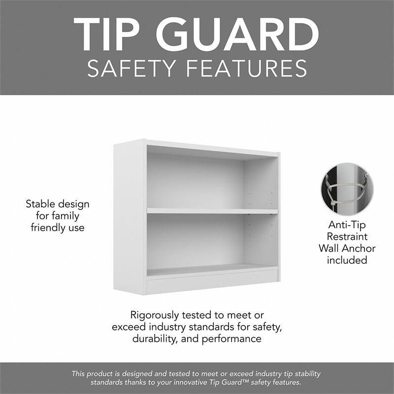 Maklaine Universal 2 Shelf Bookcase in Pure White (Set of 2)