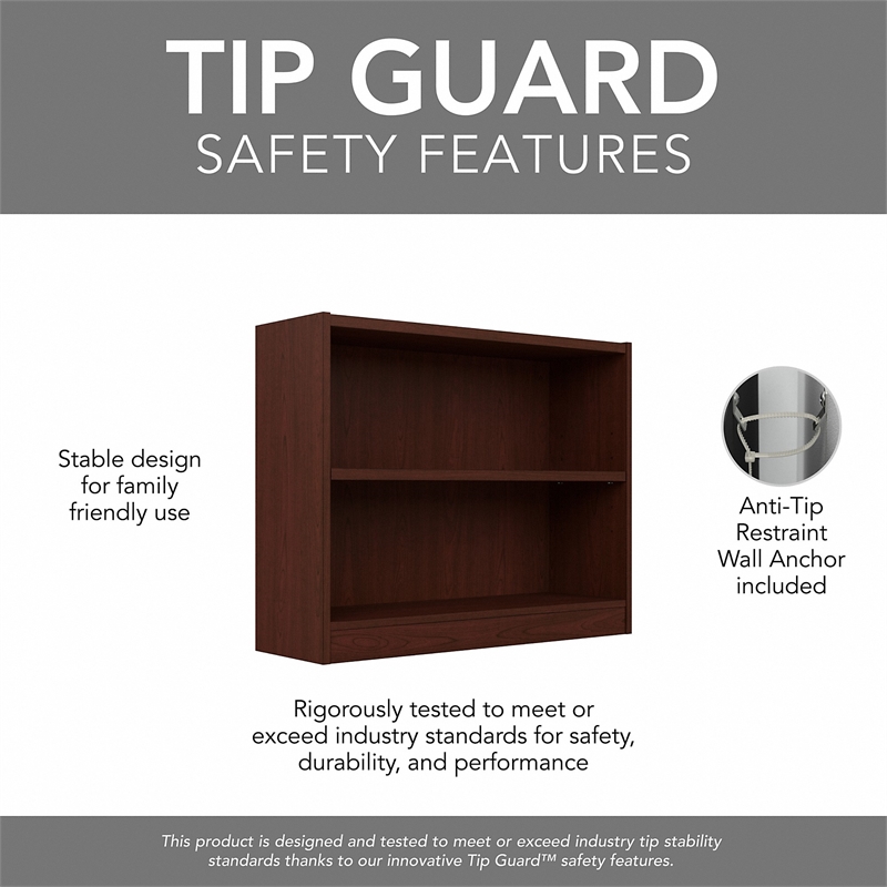 Maklaine Universal 2 Shelf Bookcase in Vogue Cherry (Set of 2)