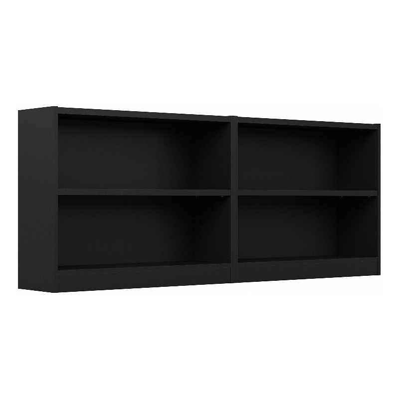 Maklaine Universal 2 Shelf Bookcase in Classic Black (Set of 2)