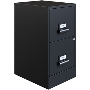 Maklaine 18&quot 2 Drawer Manager's Metal Vertical Filing Cabinet in Black