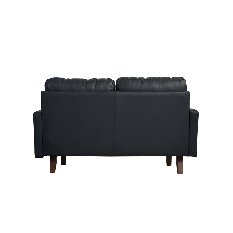 Maklaine Faux Leather Loveseat Modern Sofa for Living Room/Office-Black