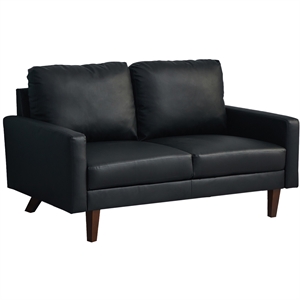 Maklaine Faux Leather Loveseat Modern Sofa for Living Room/Office-Black