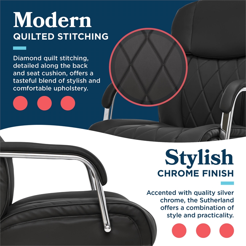 Maklaine Quilted Leather Executive Office Chair Black Bonded Leather