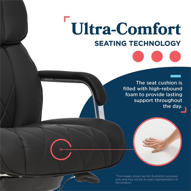 Maklaine Quilted Leather Executive Office Chair Black Bonded Leather