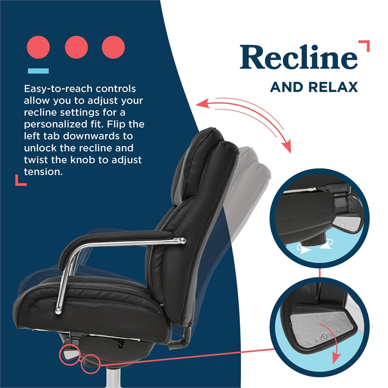 Maklaine Quilted Leather Executive Office Chair Black Bonded Leather