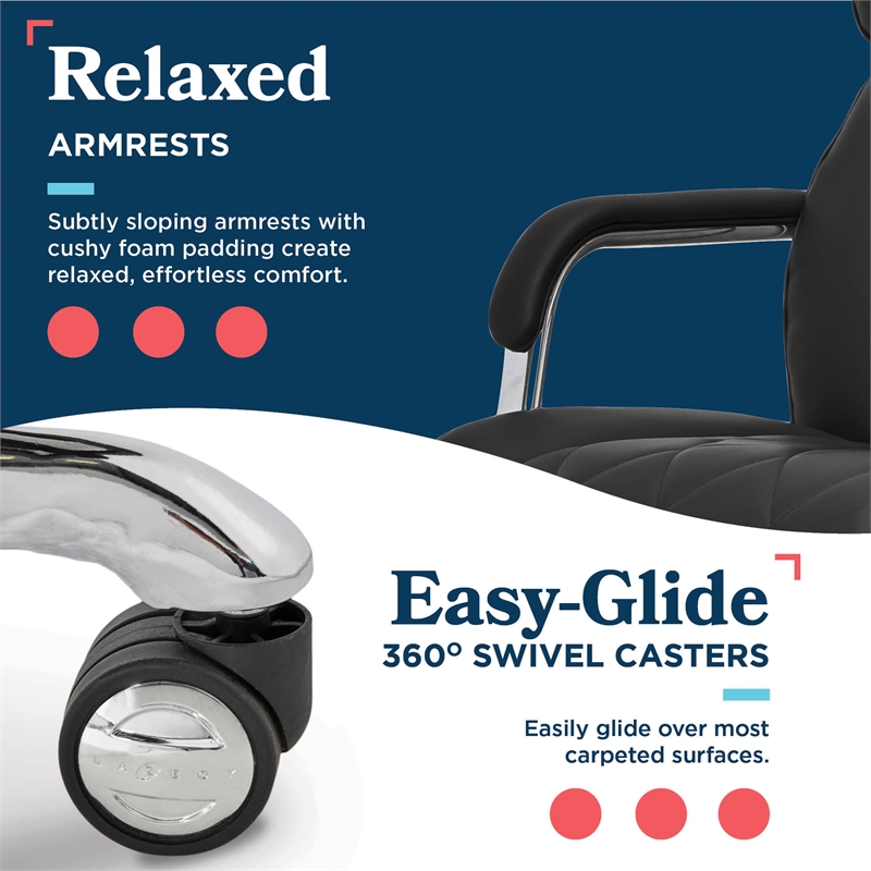 Maklaine Quilted Leather Executive Office Chair Black Bonded Leather