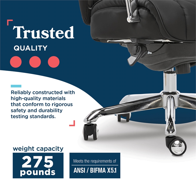 Maklaine Quilted Leather Executive Office Chair Black Bonded Leather