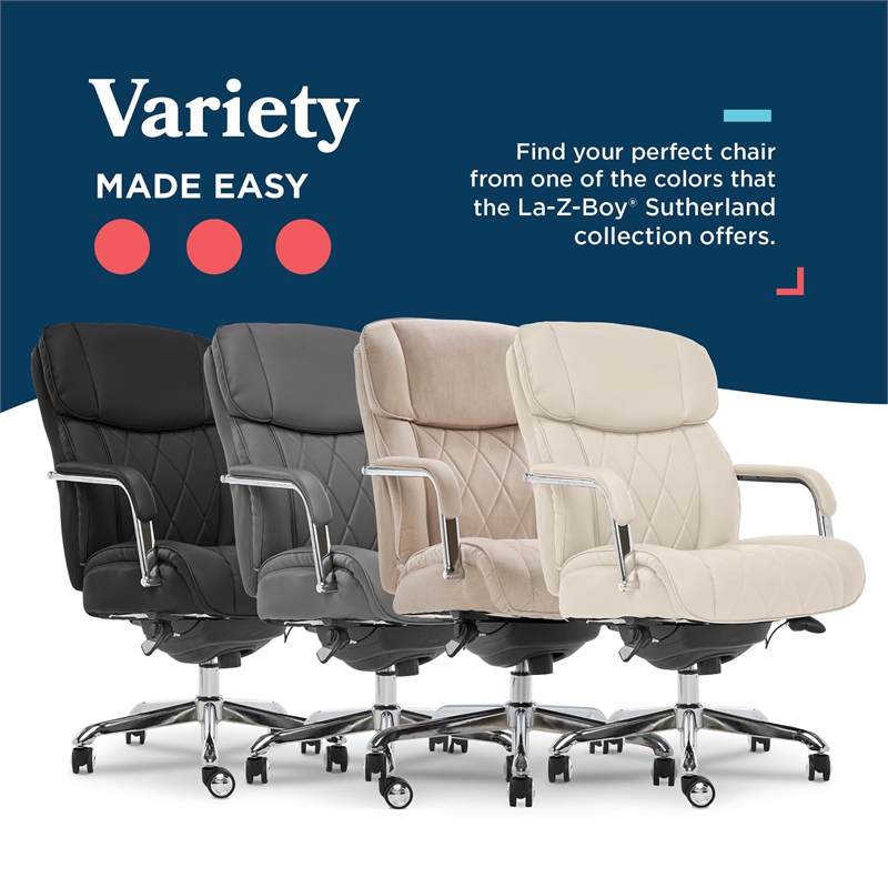 Maklaine Quilted Leather Executive Office Chair Ivory Bonded Leather