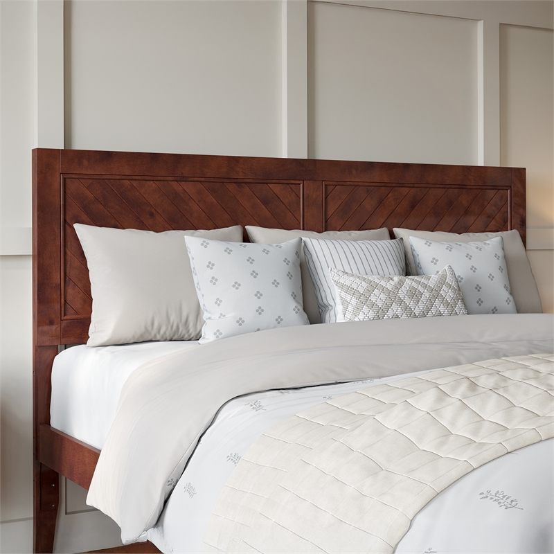 Maklaine Canyon King Wood Headboard in Walnut