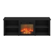 Maklaine Contemporary 70 Inch TV Stand with Fireplace in Americano