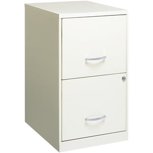 Maklaine Traditional 18&quot 2 Drawer Metal Filing Cabinet Pearl White