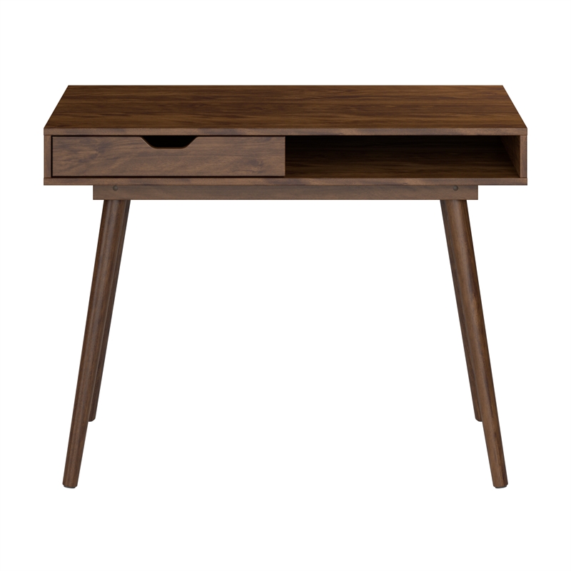 Maklaine Contemporary Engineered Wood 40W Writing Desk in Dark Walnut