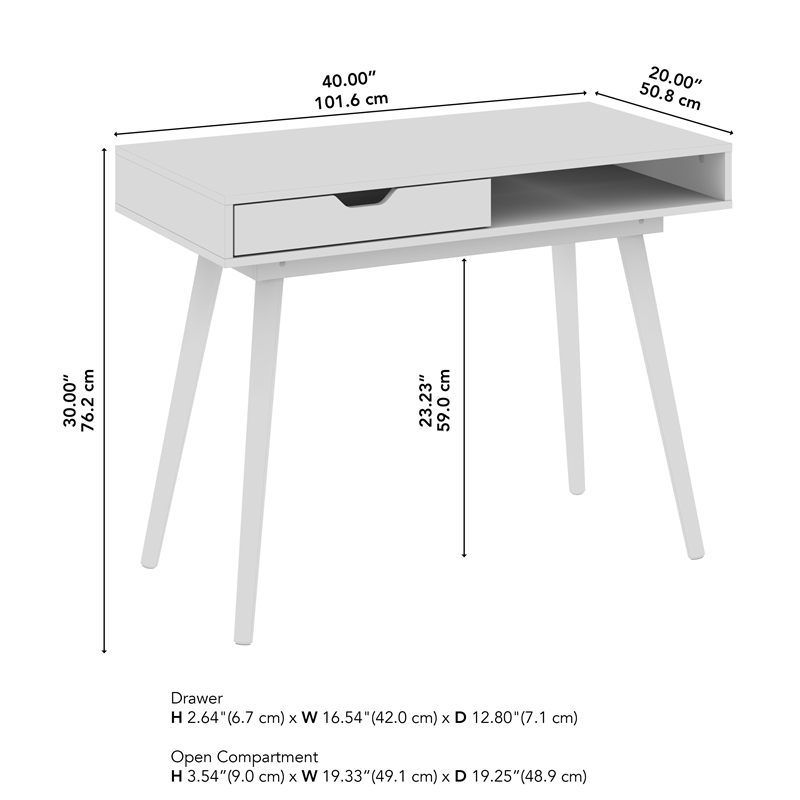 Maklaine Contemporary Engineered Wood 40W Writing Desk in Dark Walnut
