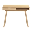 Maklaine Contemporary Engineered Wood 40W Writing Desk in Natural Oak