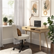 Maklaine Contemporary Engineered Wood 40W Writing Desk in Natural Oak