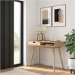 Maklaine Contemporary Engineered Wood 40W Writing Desk in Natural Oak
