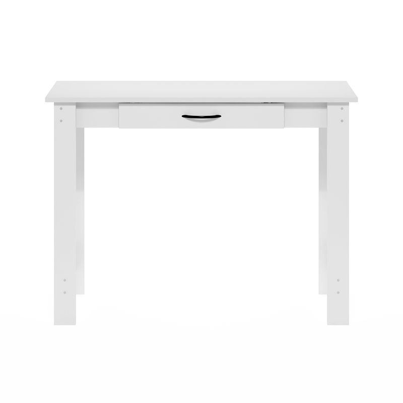 Maklaine Engineered Wood Contemporary Writing Desk with Drawer in White