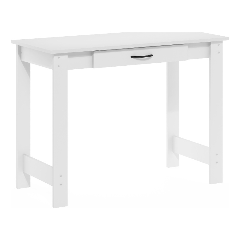 Maklaine Engineered Wood Contemporary Writing Desk with Drawer in White