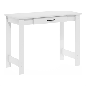 Maklaine Engineered Wood Contemporary Writing Desk with Drawer in White