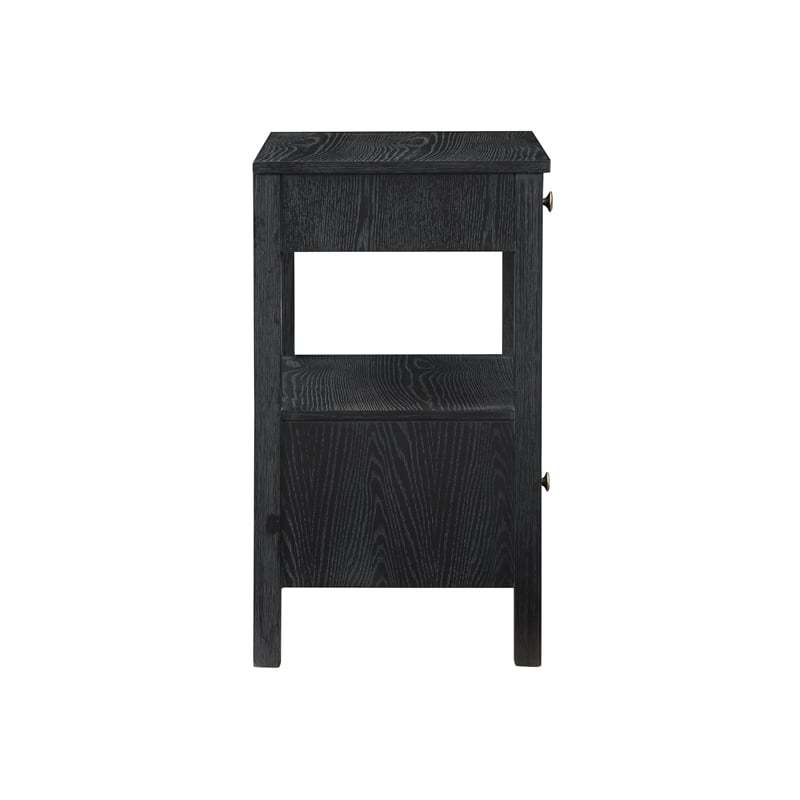 Maklaine Black Finish Wood 2-drawer Modern Storage Nightstand