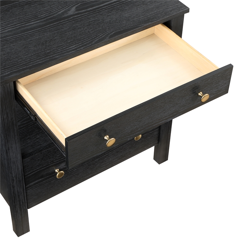 Maklaine Black Finish Wood 2-drawer Modern Storage Nightstand